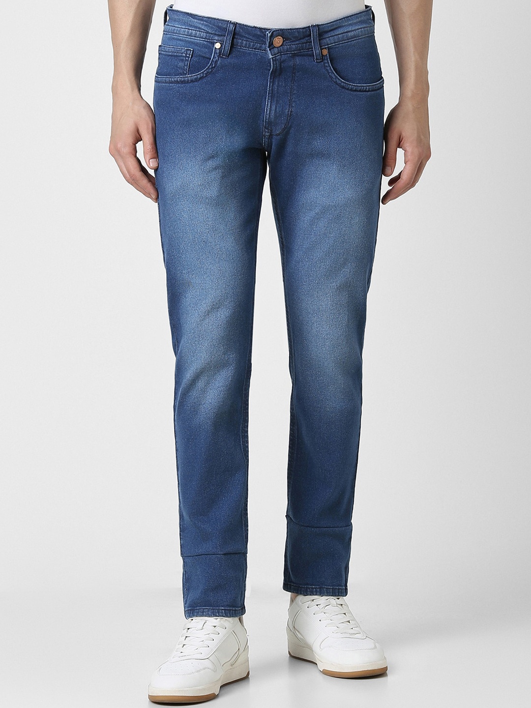 

Peter England Casuals Men Slim Fit Heavy Fade Clean Look Stretchable Jeans, Blue
