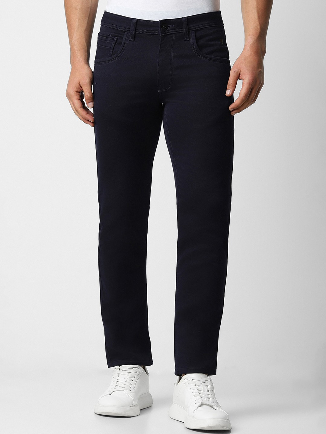 

VAN HEUSEN DENIM LABS Men Slim Fit Clean Look Stretchable Jeans, Navy blue