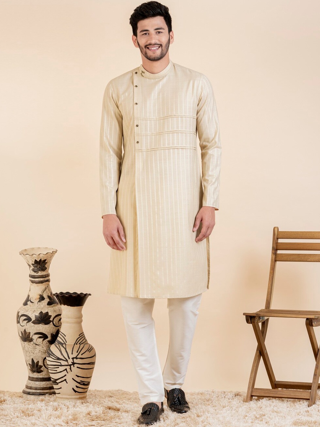 

TheEthnic.Co Men Regular Pure Cotton Kurta with Pyjamas, Beige