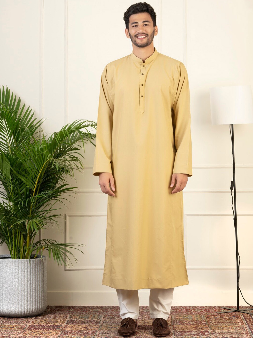 

TheEthnic.Co Men Regular Pure Cotton Kurta with Pyjamas, Beige