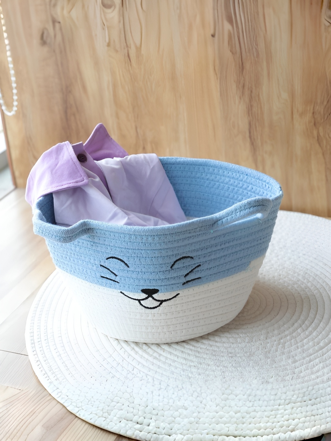 

The Better Home Blue & White Printed Fabric Tote Basket Organiser