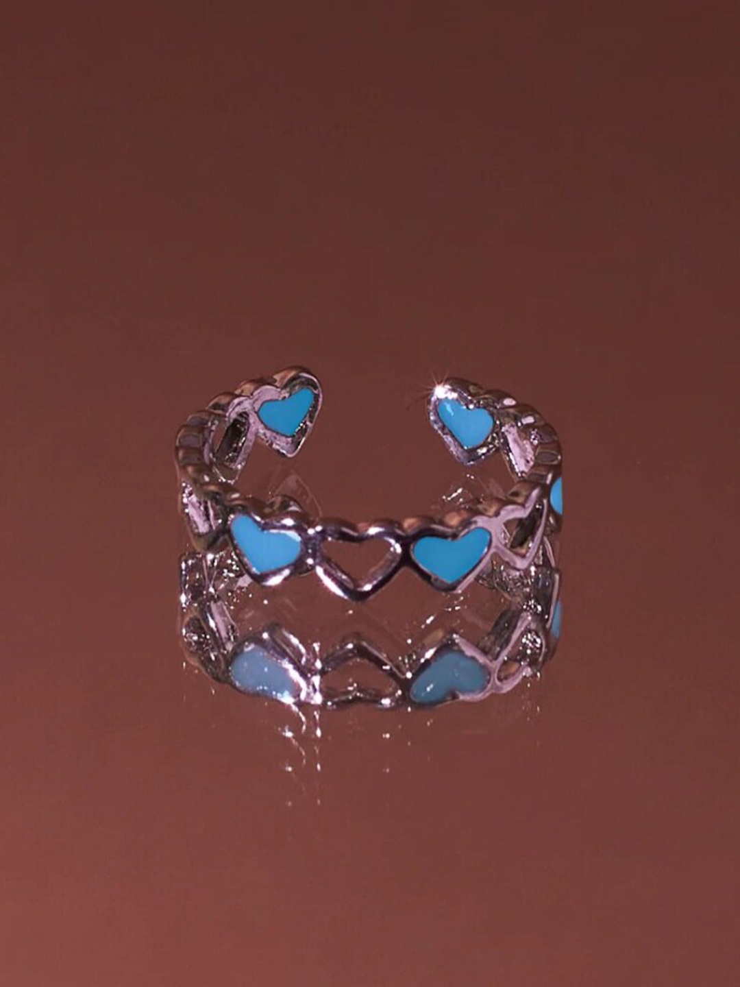 

SALTY Heart Shaped Adjustable Finger Ring, Blue