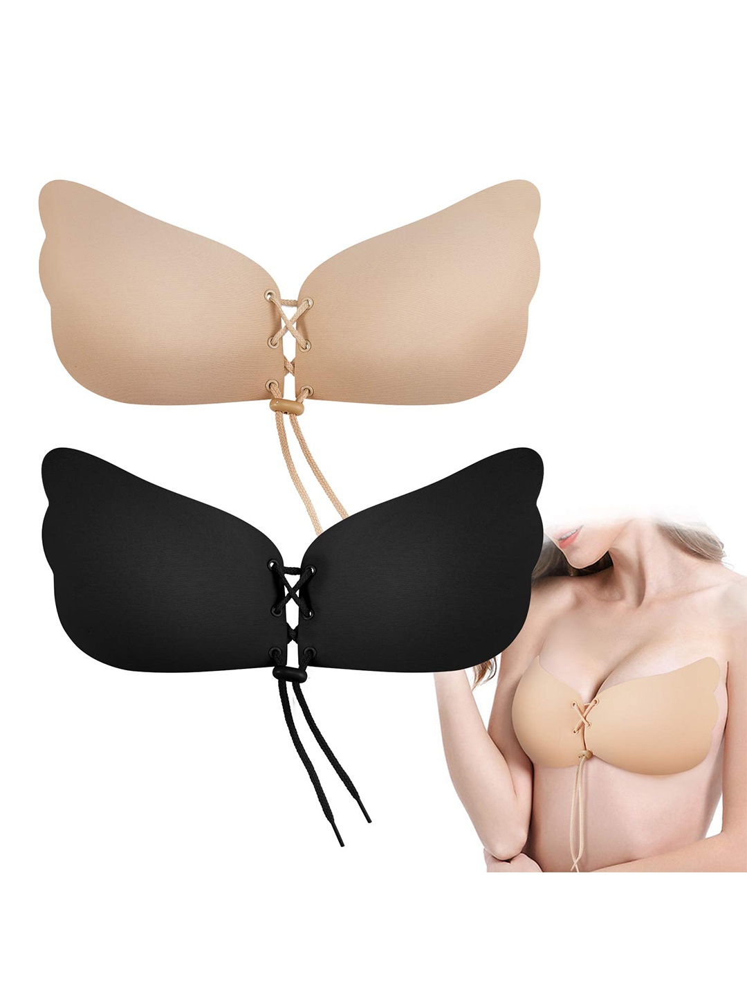 

BRACHY Pack Of 2 Adhesive Backless Stick On Bra With All Day Comfort, Beige