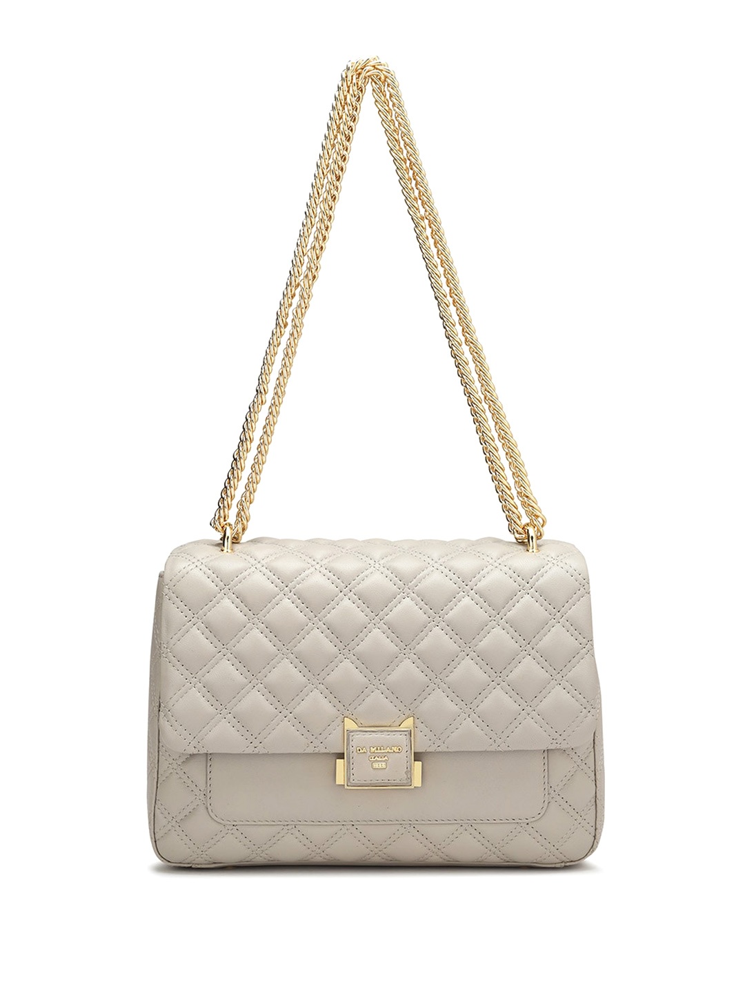 

Da Milano Textured Leather Structured Sling Bag, Grey
