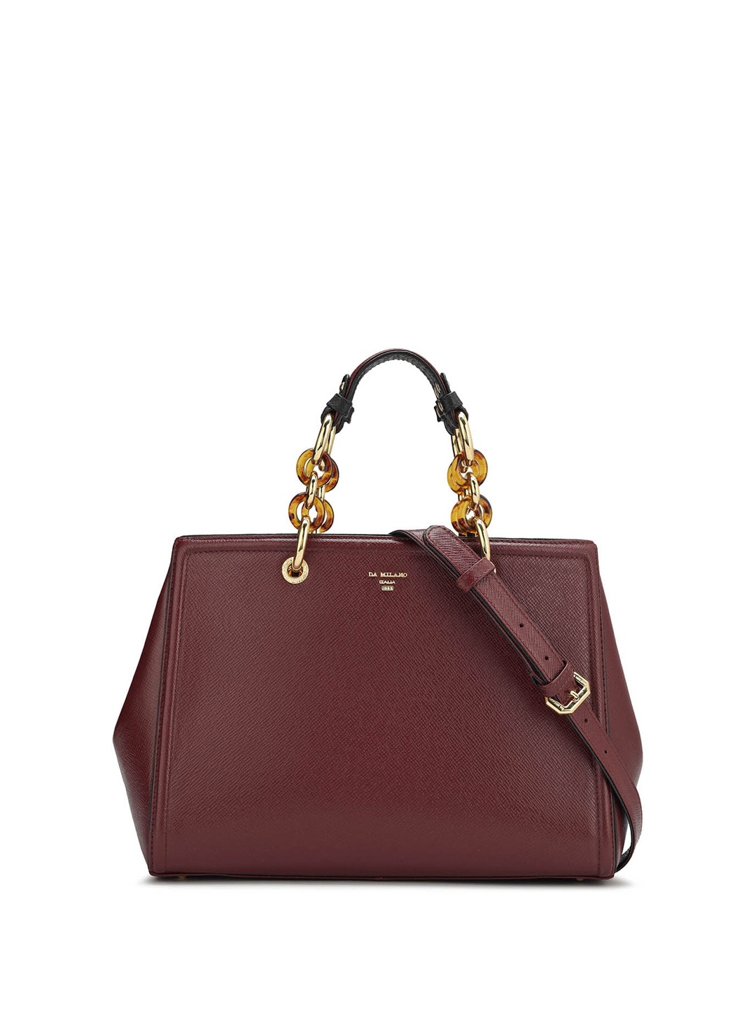 

Da Milano Structured Leather Handheld Bag, Burgundy