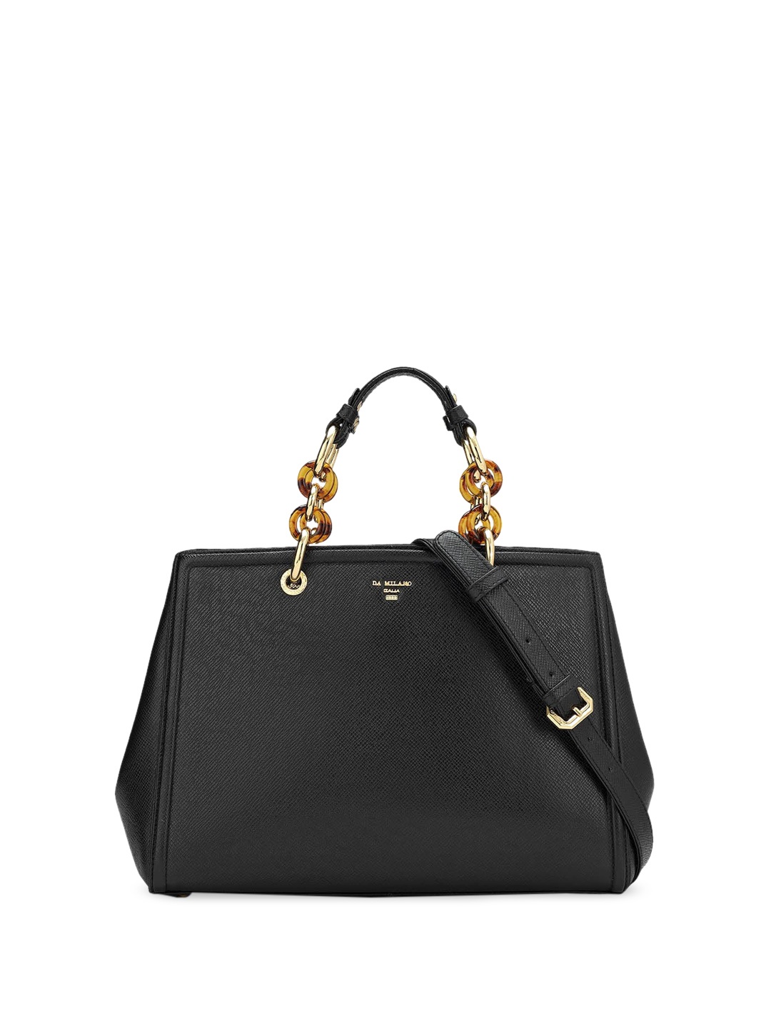 

Da Milano Leather Structured Handheld Bag, Black