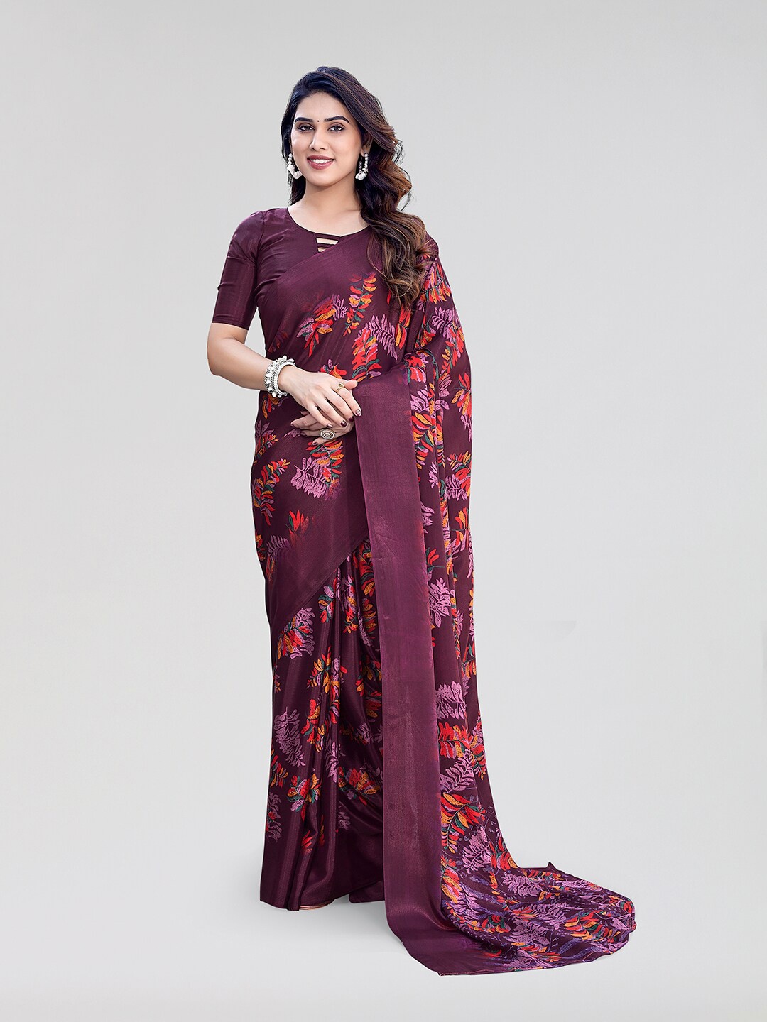 

Yashika Floral Printed Saree, Purple