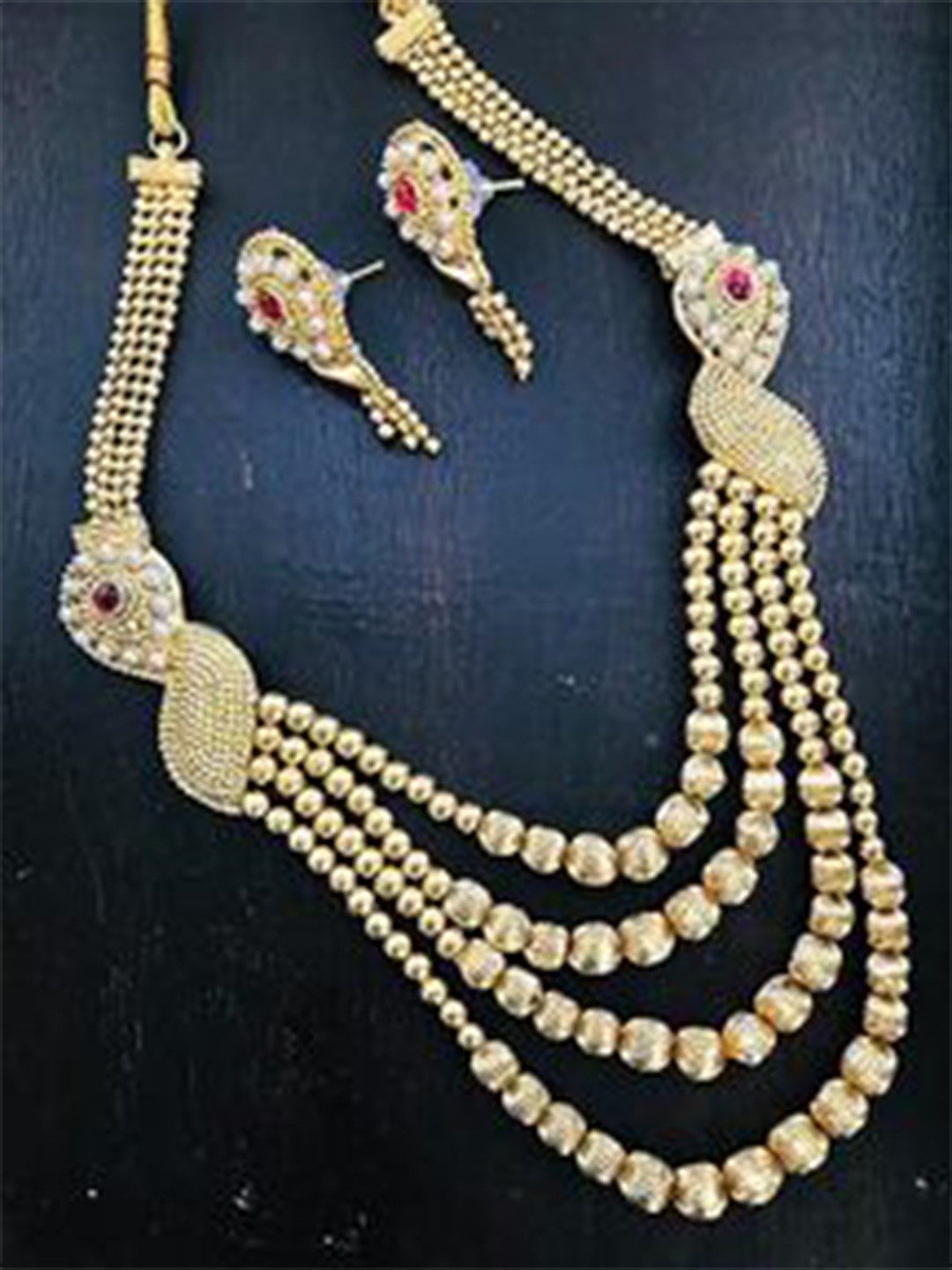 

The Opal Factory Gold-Plated Stone-Studded & Beaded Jewellery Set