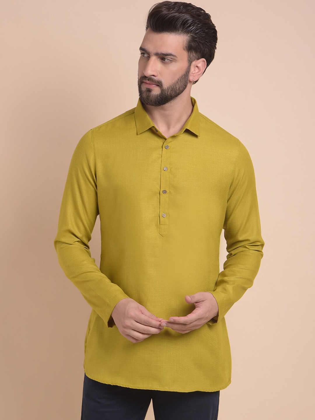 

Anouk Men Thread Work Pathani Kurta, Green