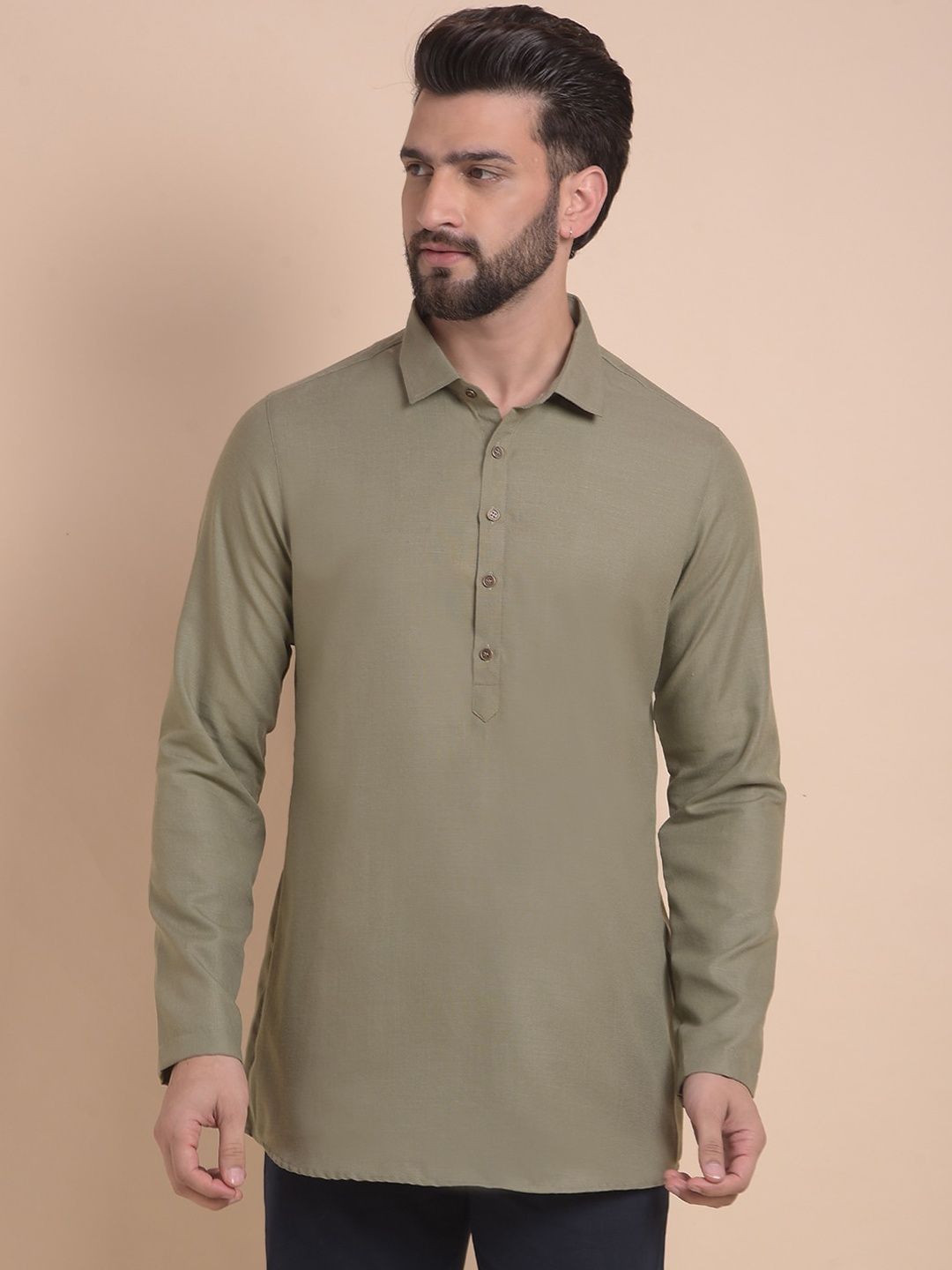 

Anouk Men Thread Work Kurta, Green