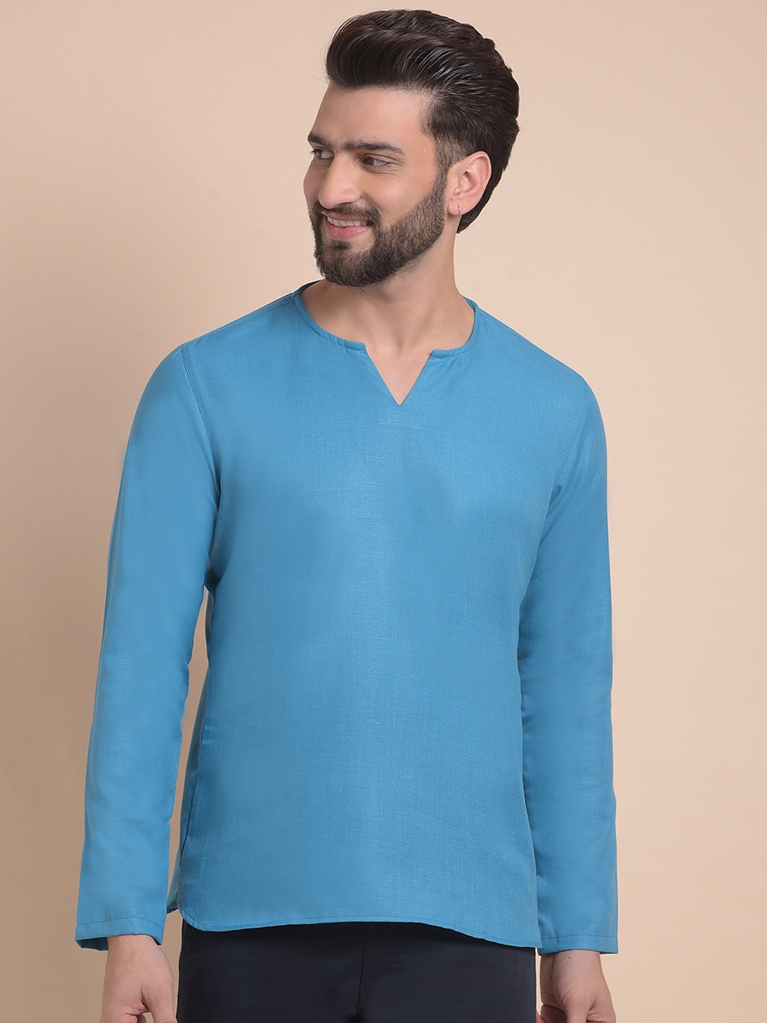 

Anouk Men Flared Sleeves Thread Work Kurta, Blue