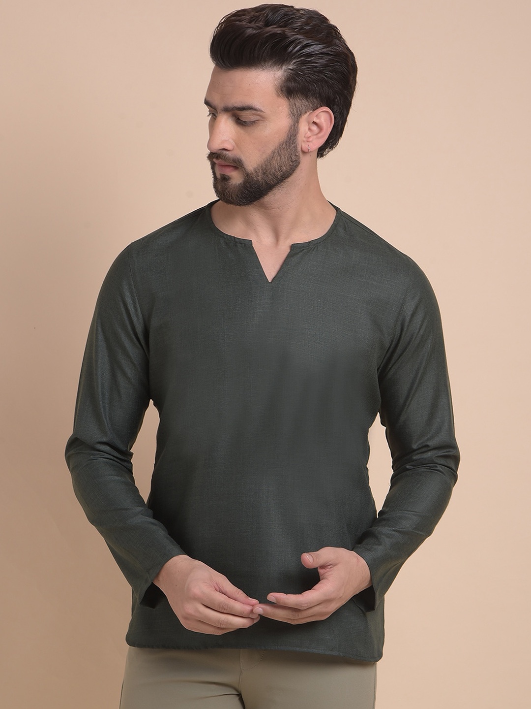 

Anouk Men Flared Sleeves Thread Work Kurta, Blue