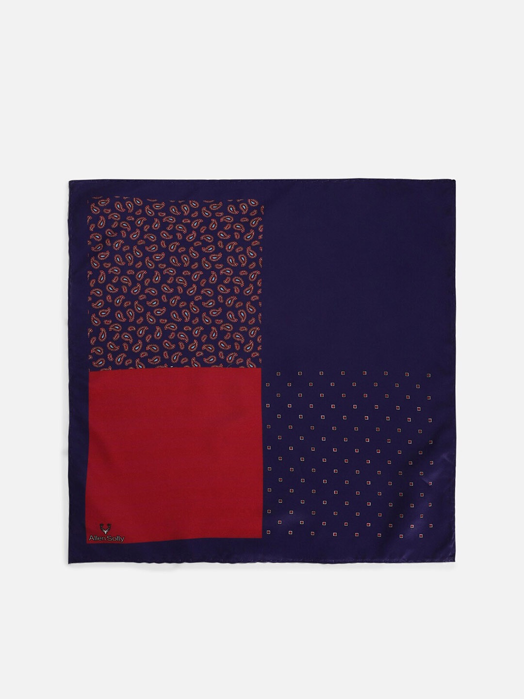 

Allen Solly Printed Microfiber Pocket Squares, Navy blue