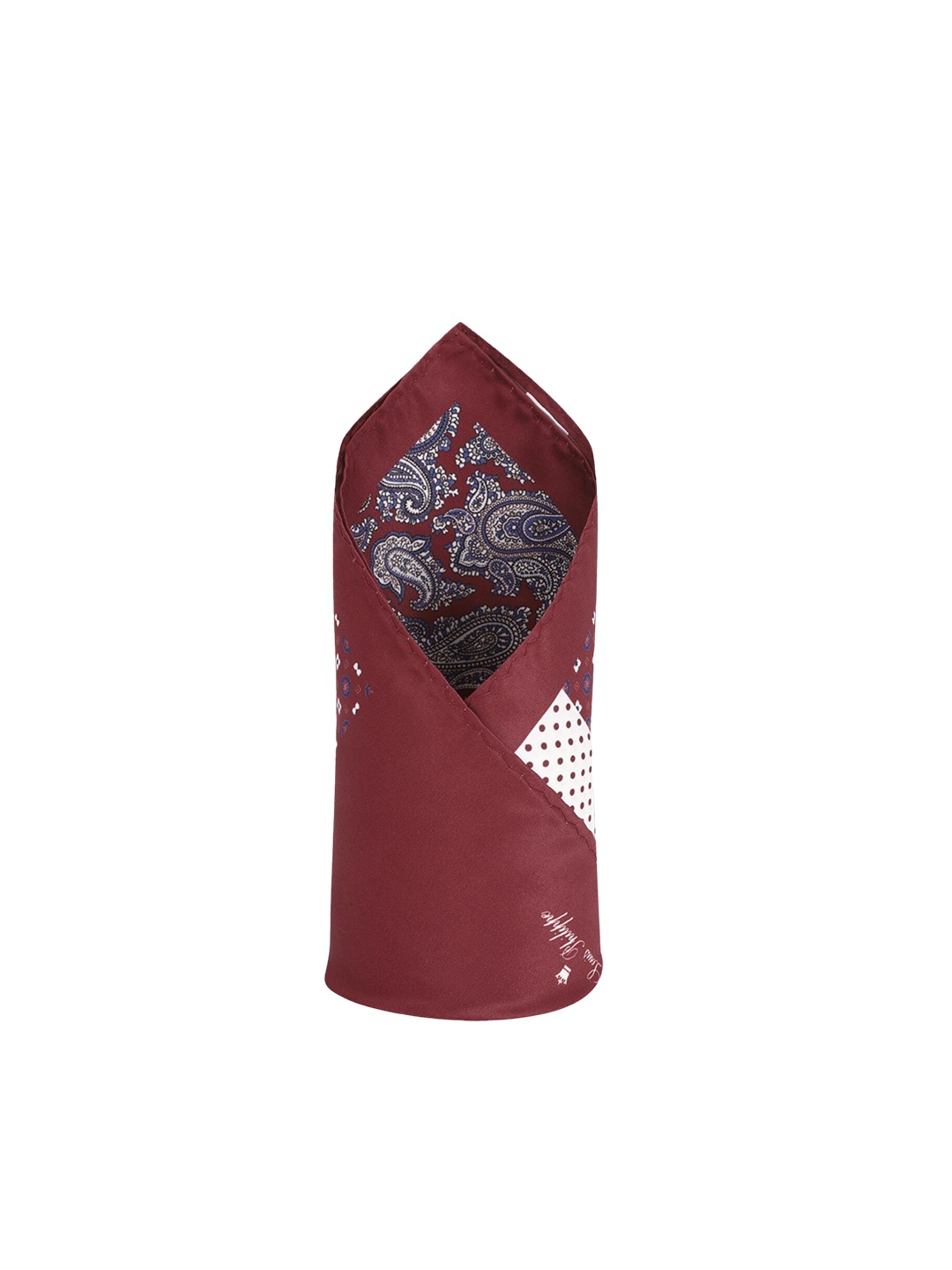 

Louis Philippe Printed Microfiber Pocket Square, Maroon