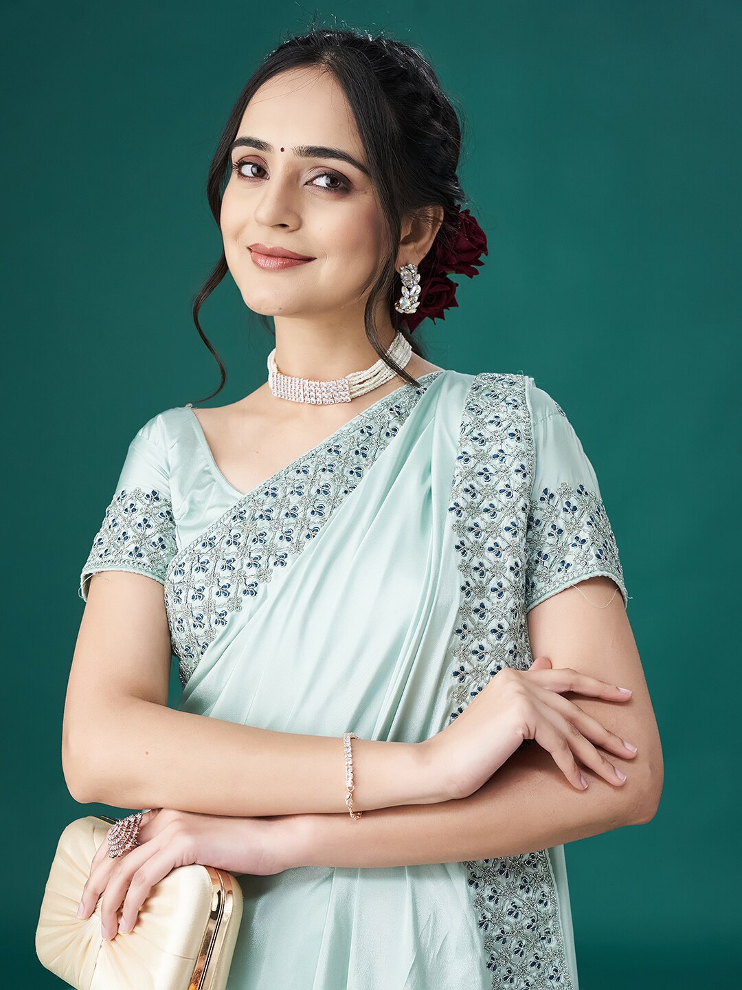 

kasee Embroidered Zari Sarees, Blue