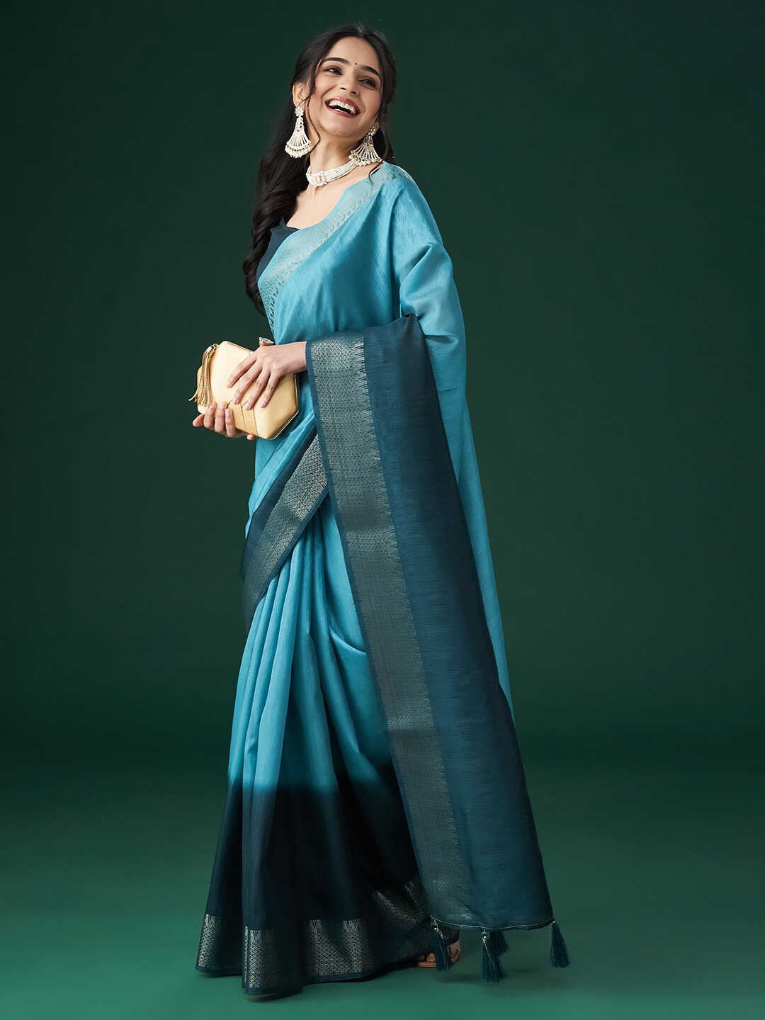 

kasee Woven Design Embellished Zari Saree, Blue