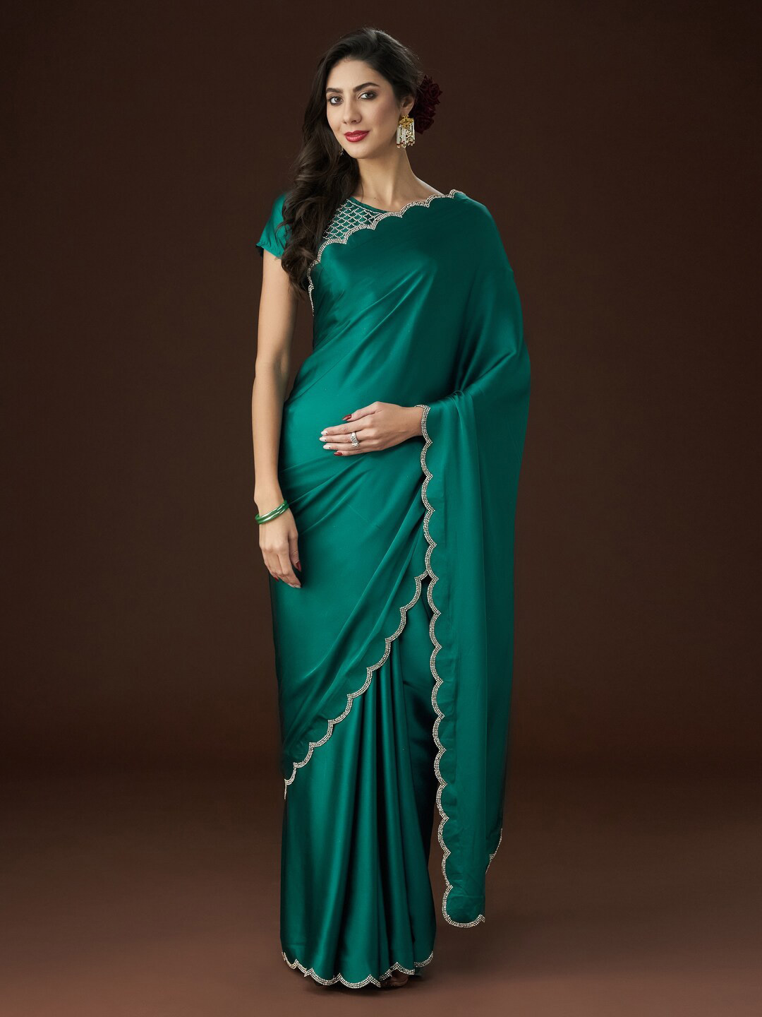 

kasee Embellished Satin Saree, Blue