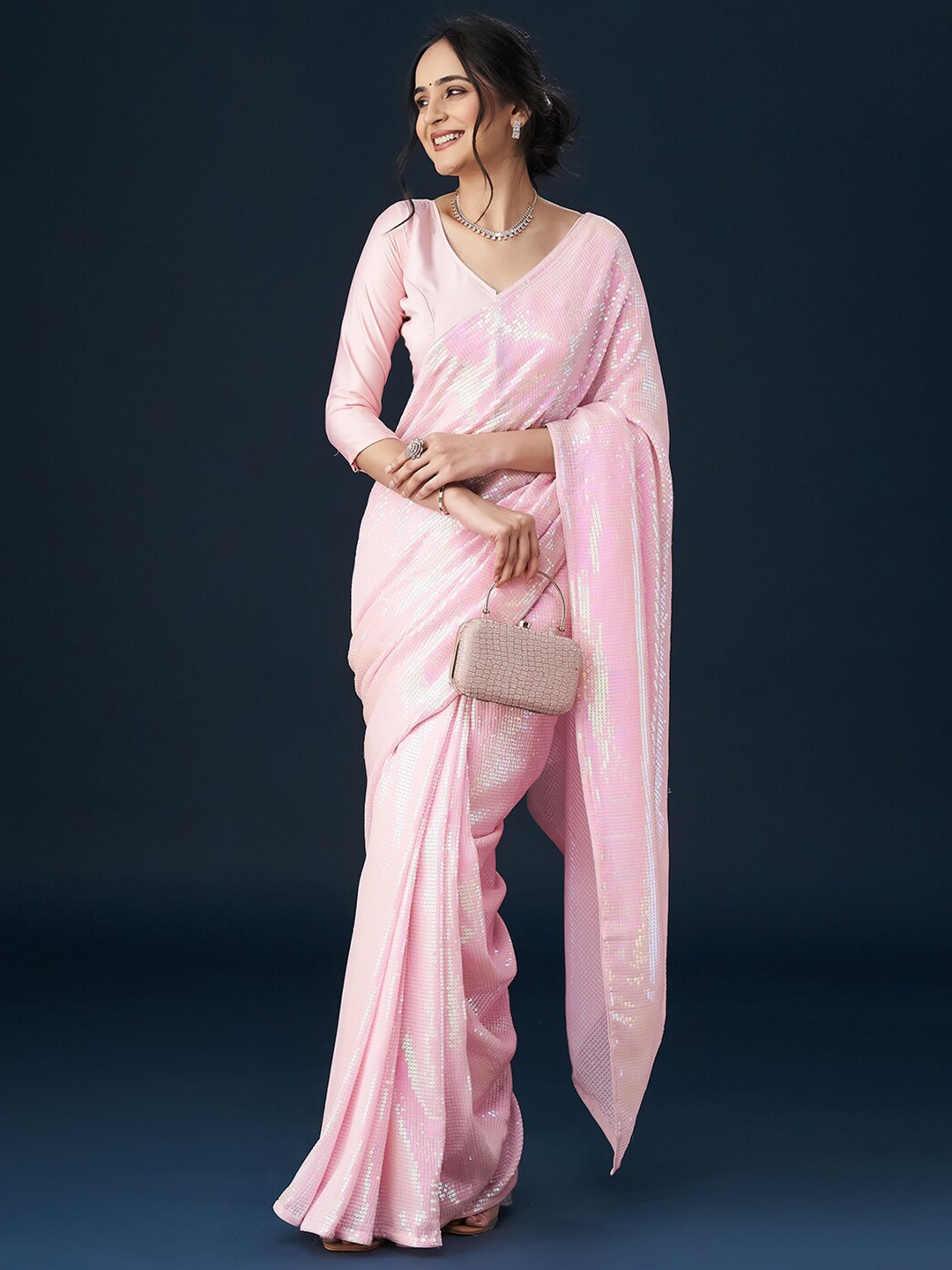 

kasee Sequin Embellished Saree, Pink