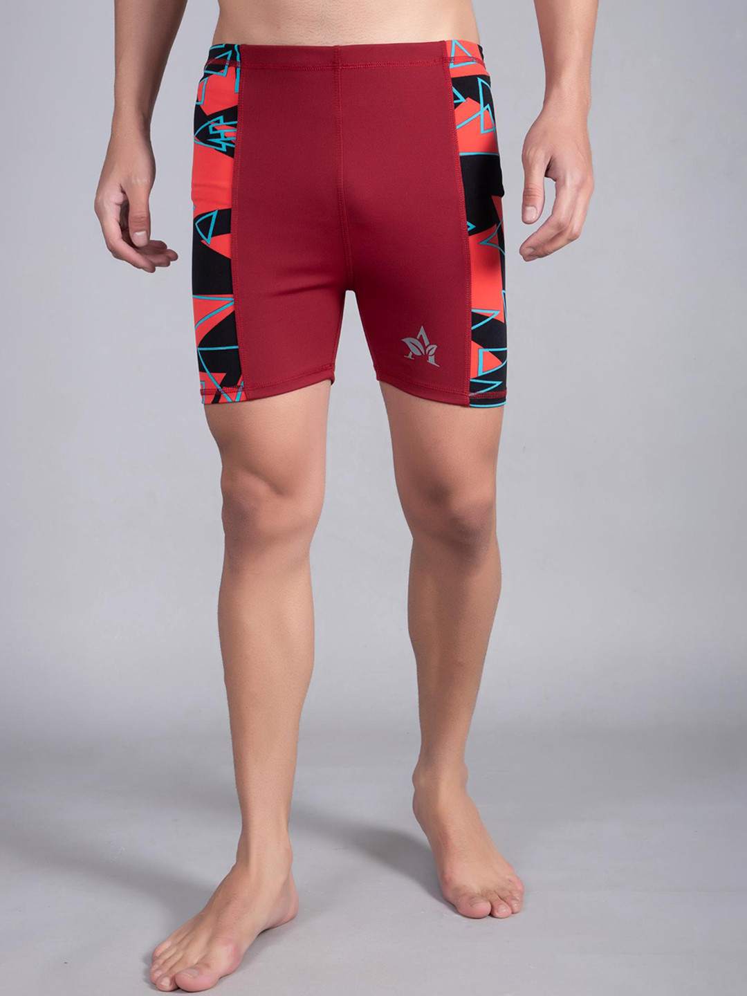 

Apraa & Parma Men Skinny Fit Abstract Printed Dri-FIT Sports Shorts, Maroon