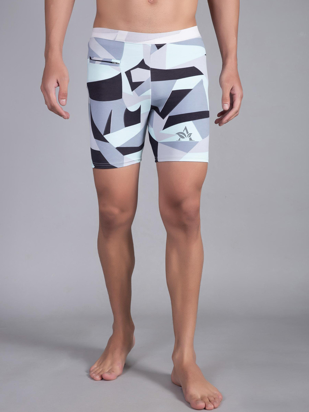 

Apraa & Parma Men Skinny Fit Geometric Printed Dri-FIT Sports Shorts, White