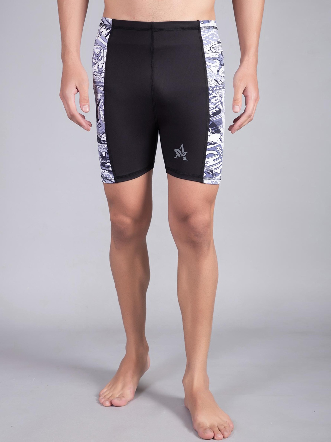 

Apraa & Parma Men Graphic Printed Skinny Fit Sports Shorts, Black