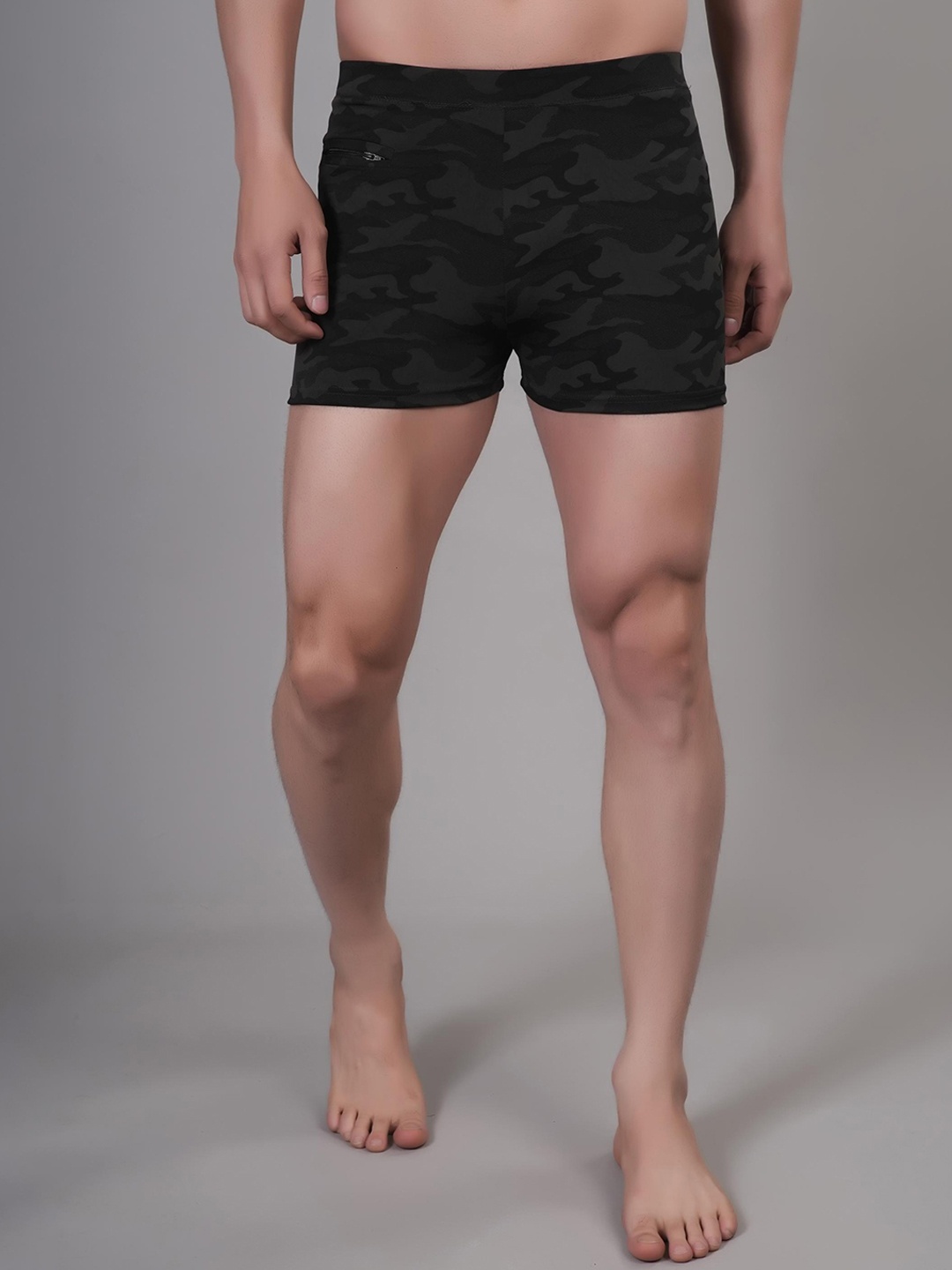 

Apraa & Parma Men Skinny Fit Camouflage Printed Dri-FIT Sports Shorts, Black