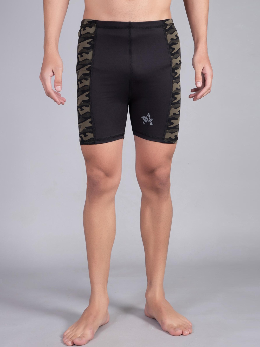 

Apraa & Parma Men Printed Skinny Fit Dri-FIT Swim Shorts, Black