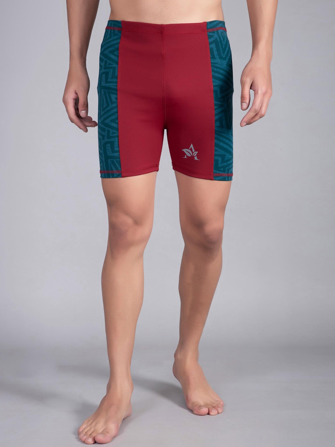 

Apraa & Parma Men Skinny Fit Geometric Printed Dri-FIT Sports Shorts, Maroon