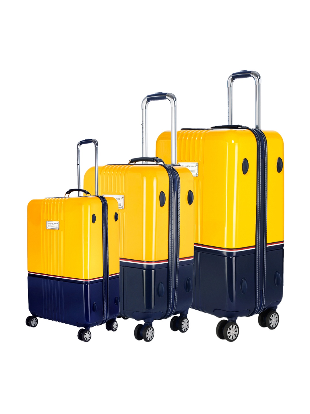 

Tommy Hilfiger Pack of 3 Colourblocked Twins Pro Trolley Suitcases - Cabin, Medium & Large, Yellow