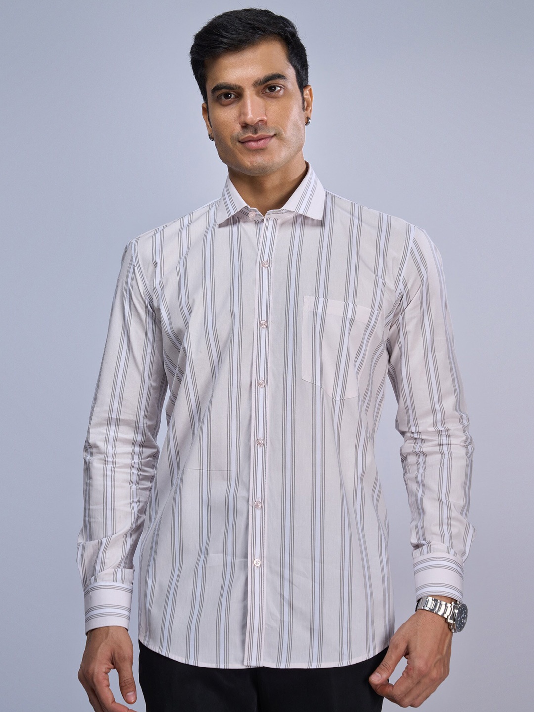 

MARK & ALBERT India Slim Fit Vertical Striped Cotton Casual Shirt, Pink