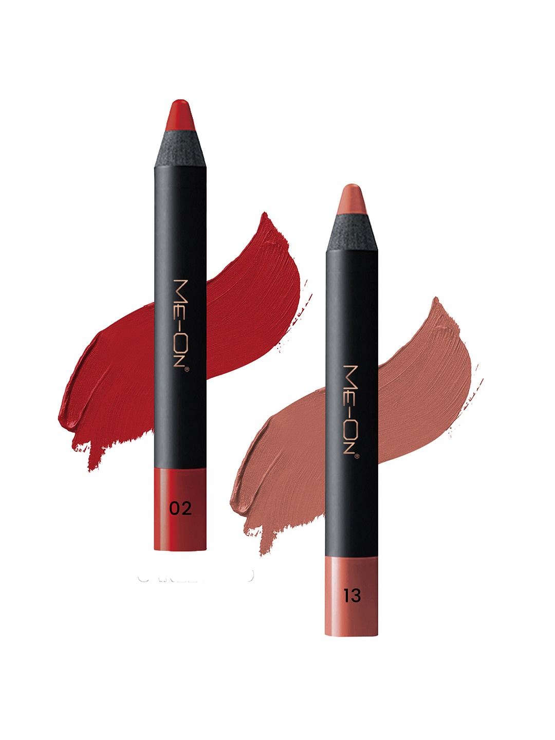 

ME-ON 2-Pcs Photoface Long-Lasting Lip Crayon - Shade 02 & 13, Red