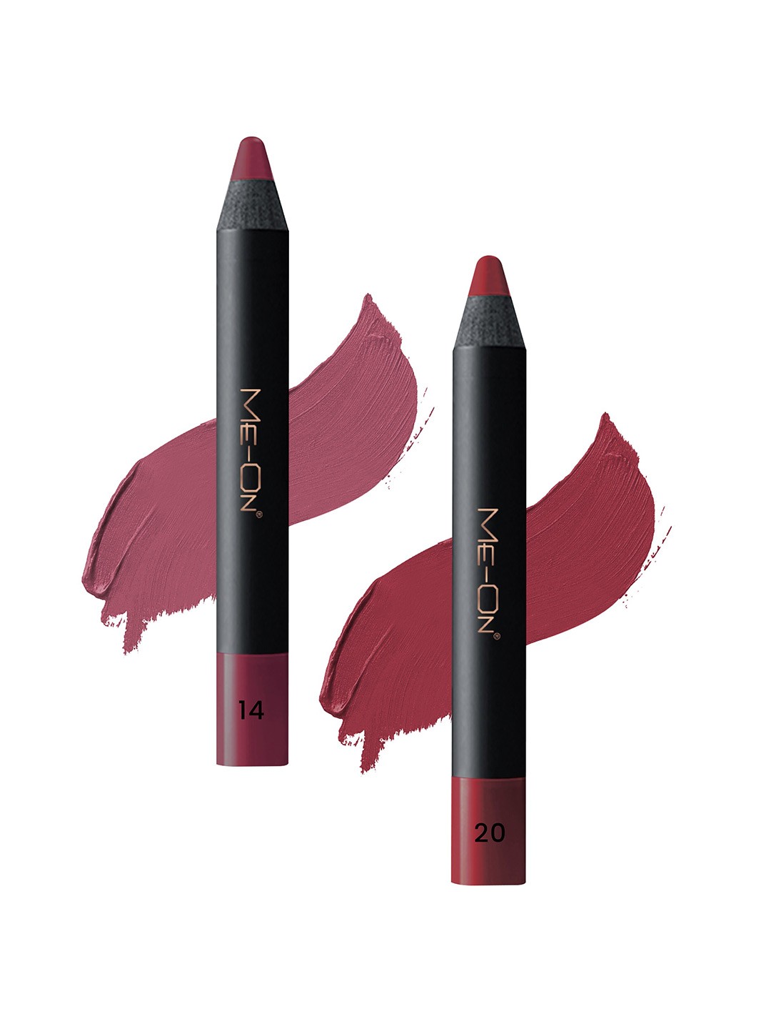 

ME-ON Photoface Set Of 2 Non Transfer Lip Crayon Lipstick 3.6g Each - Shades 14 & 20, Purple