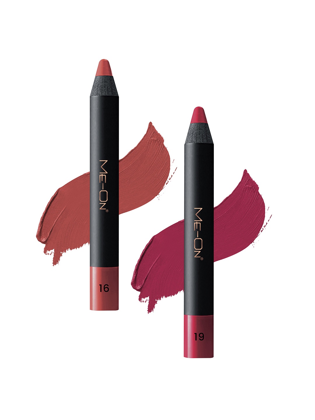 

ME-ON Set Of 2 Photoface Long Lasting Lip Crayon - 3.6g Each - Shade 16-19, Brown