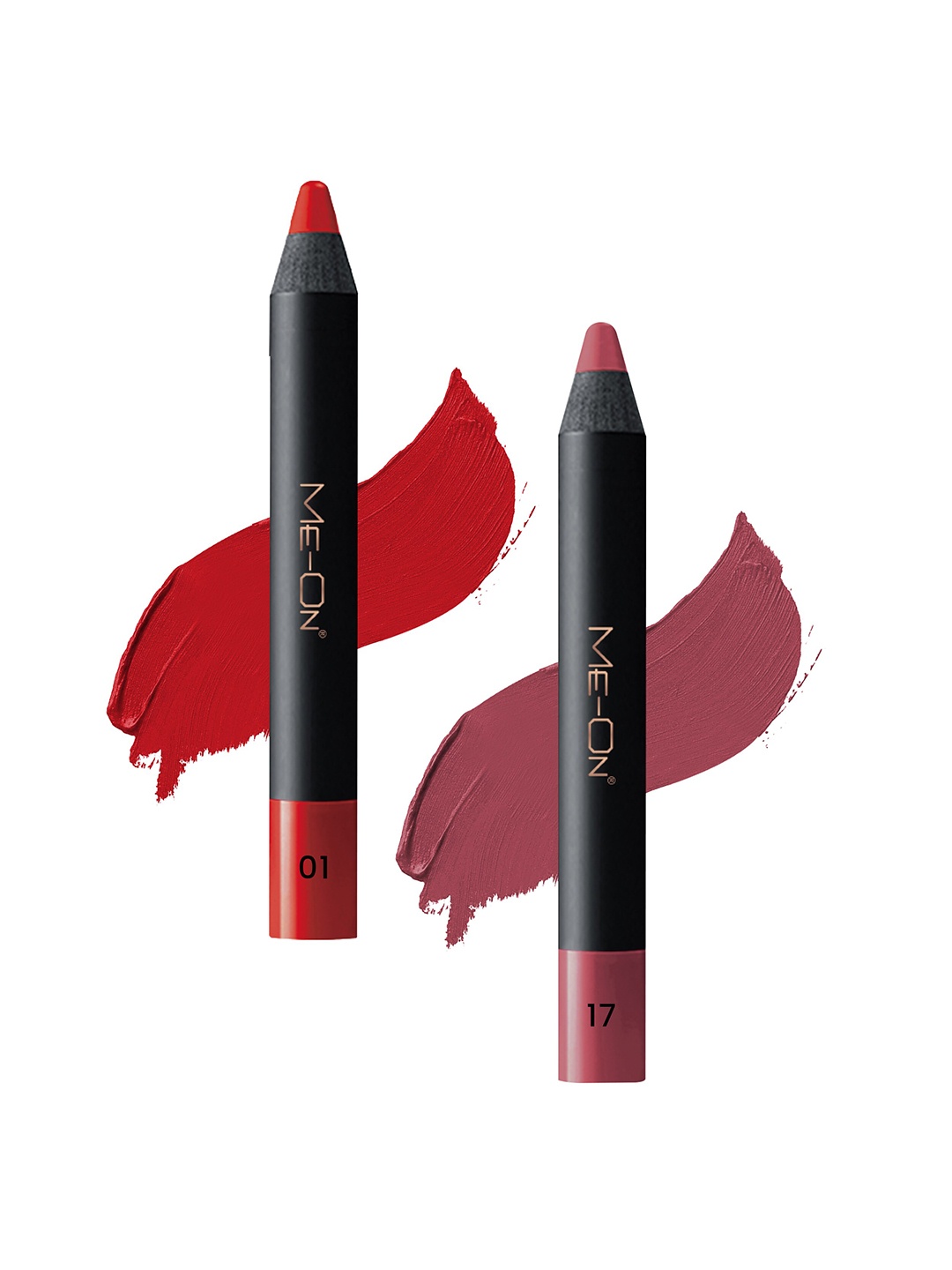 

ME-ON Set of 2 Photoface Long Lasting Matte Finish Lip Crayon - Shade 01 & 17, Red