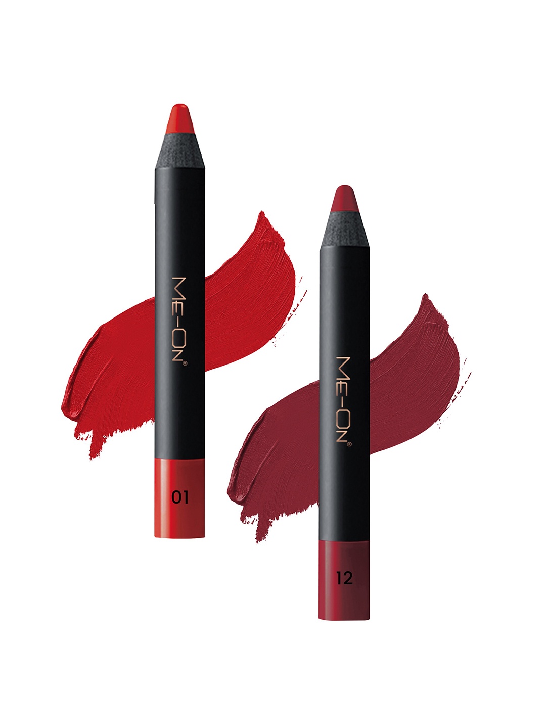 

ME-ON Set of 2 Photoface Long Lasting Matte Finish Lip Crayon - Shade 01 & 12, Red