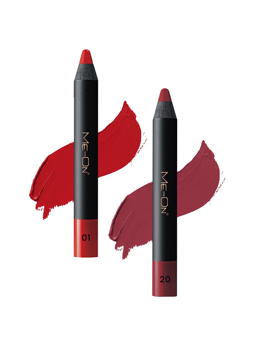 ME-ON 2-Pcs Photoface Long-Lasting Lip Crayon - Shade 01 & 20, Red