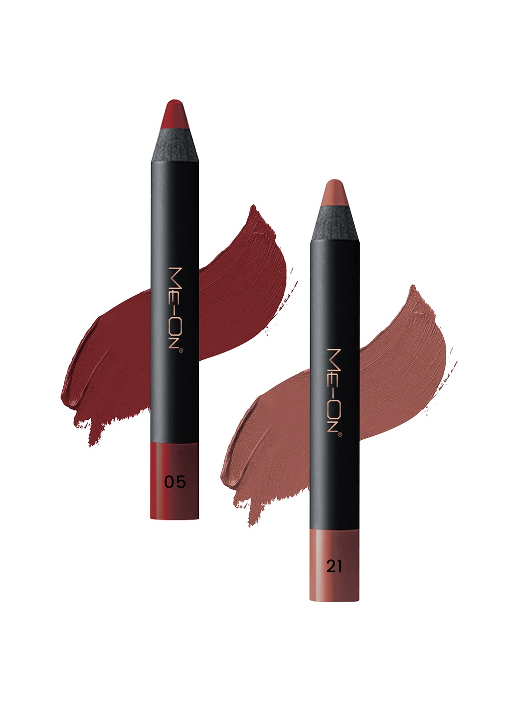

ME-ON Set Of 2 Photoface Non Transfer Lip Crayon Lipstick - 3.6g Each - Shade 05-Shade 21, Nude
