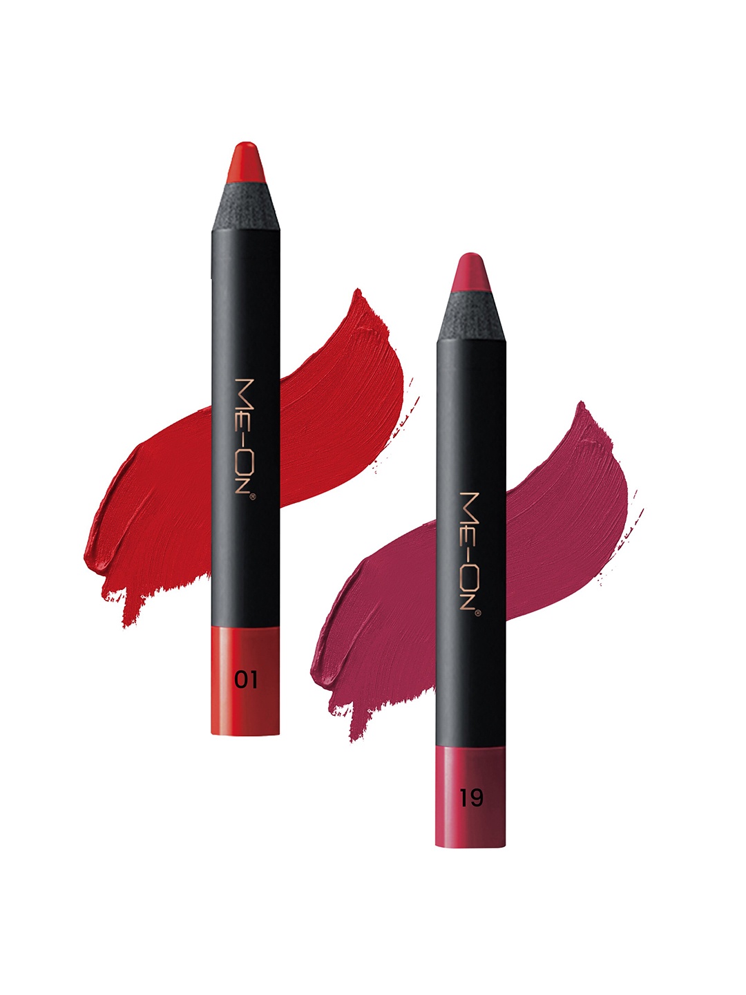 

ME-ON 2-Pcs Photoface Long-Lasting Lip Crayon - Shade 01 & 19, Red