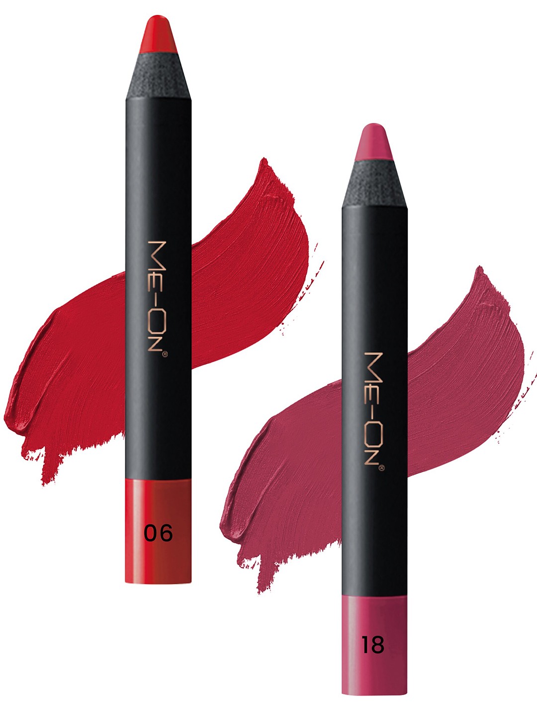 

ME-ON Photoface Set Of 2 Non Transfer Lip Crayon Lipstick - 3.6g Each - Shade 06-Shade 18, Red
