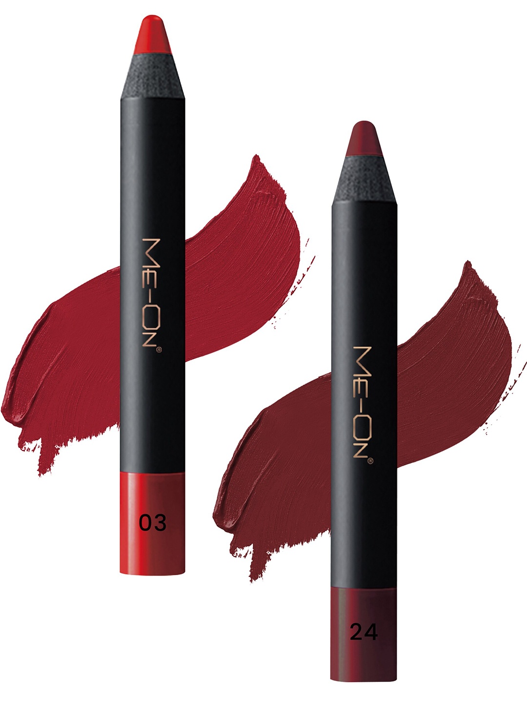 

ME-ON Set of 2 Photoface Long Lasting Matte Finish Lip Crayon - Shade 03 & 24, Red