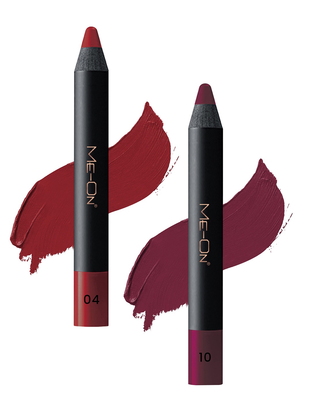 

ME-ON Photoface Set Of 2 Non Transfer Lip Crayon Lipstick - 3.6g Each - Shade 04-Shade 10, Purple