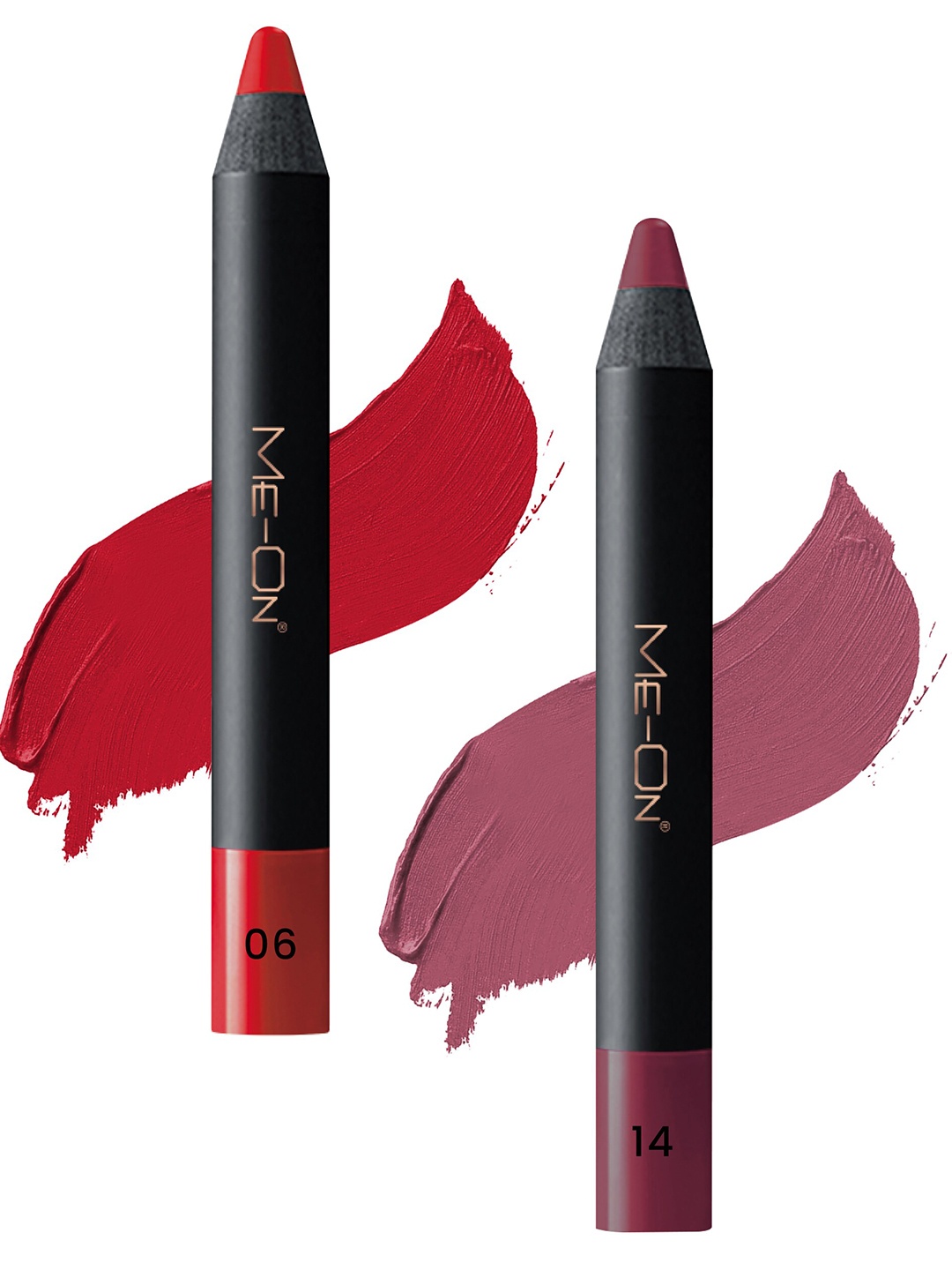 

ME-ON Photoface Set Of 2 Non Transfer Lip Crayon Lipstick 3.6g Each - Shades 06 & 14, Purple