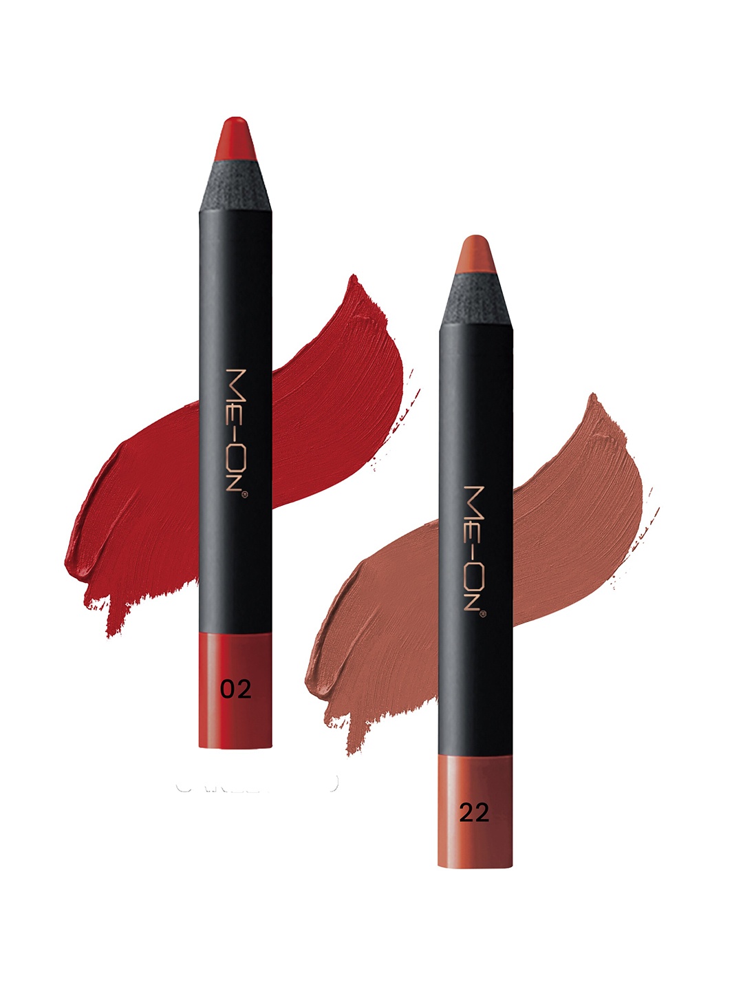 

ME-ON 2-Pcs Photoface Long-Lasting Lip Crayon - Shade 02 & 22, Red