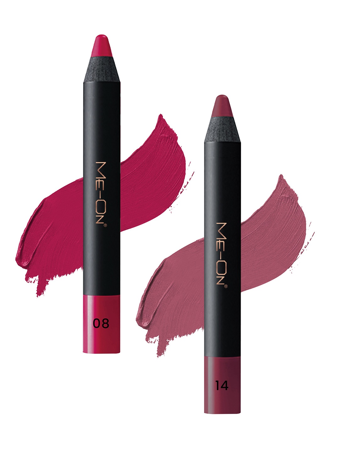 ME-ON Set of 2 Photoface Long Lasting Matte Finish Lip Crayon - Shade 08 & 14, Pink