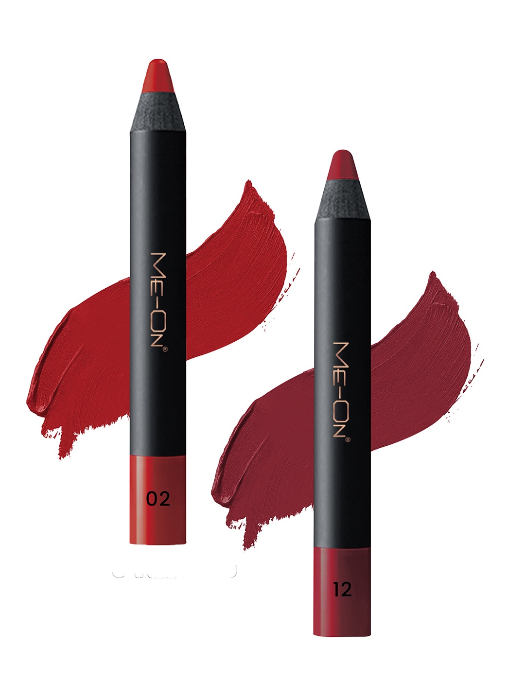 ME-ON Photoface Set Of 2 Non Transfer Lip Crayon Lipstick 3.6g Each - Shades 02 & 12, Red