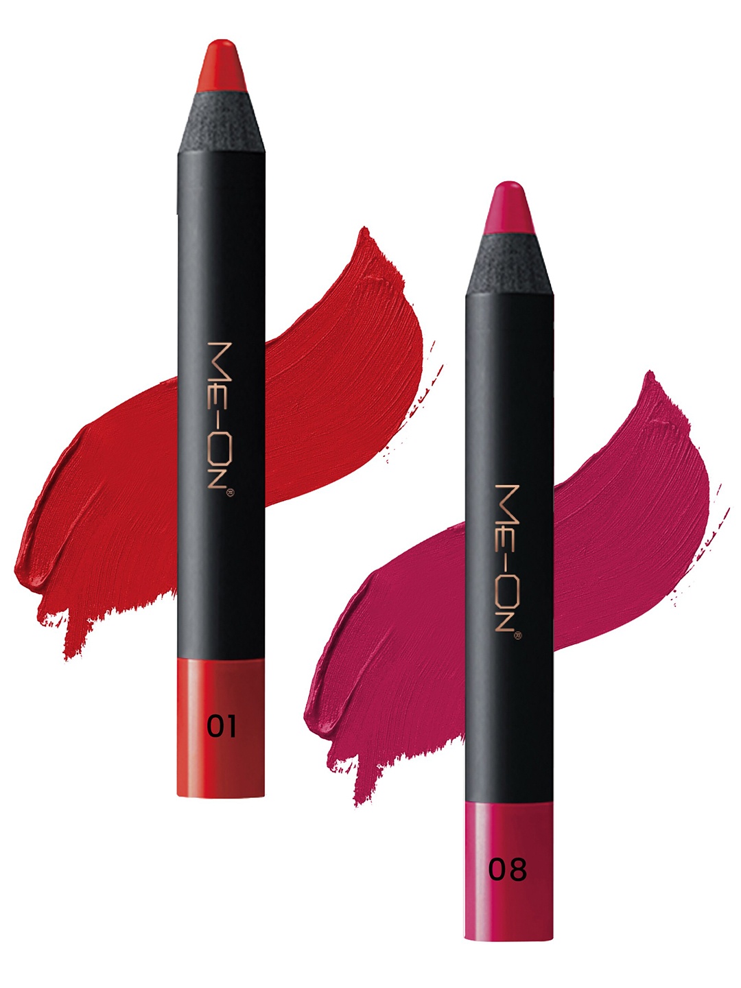 

ME-ON 2-Pcs Photoface Long-Lasting Lip Crayon - Shade 01 & 08, Red