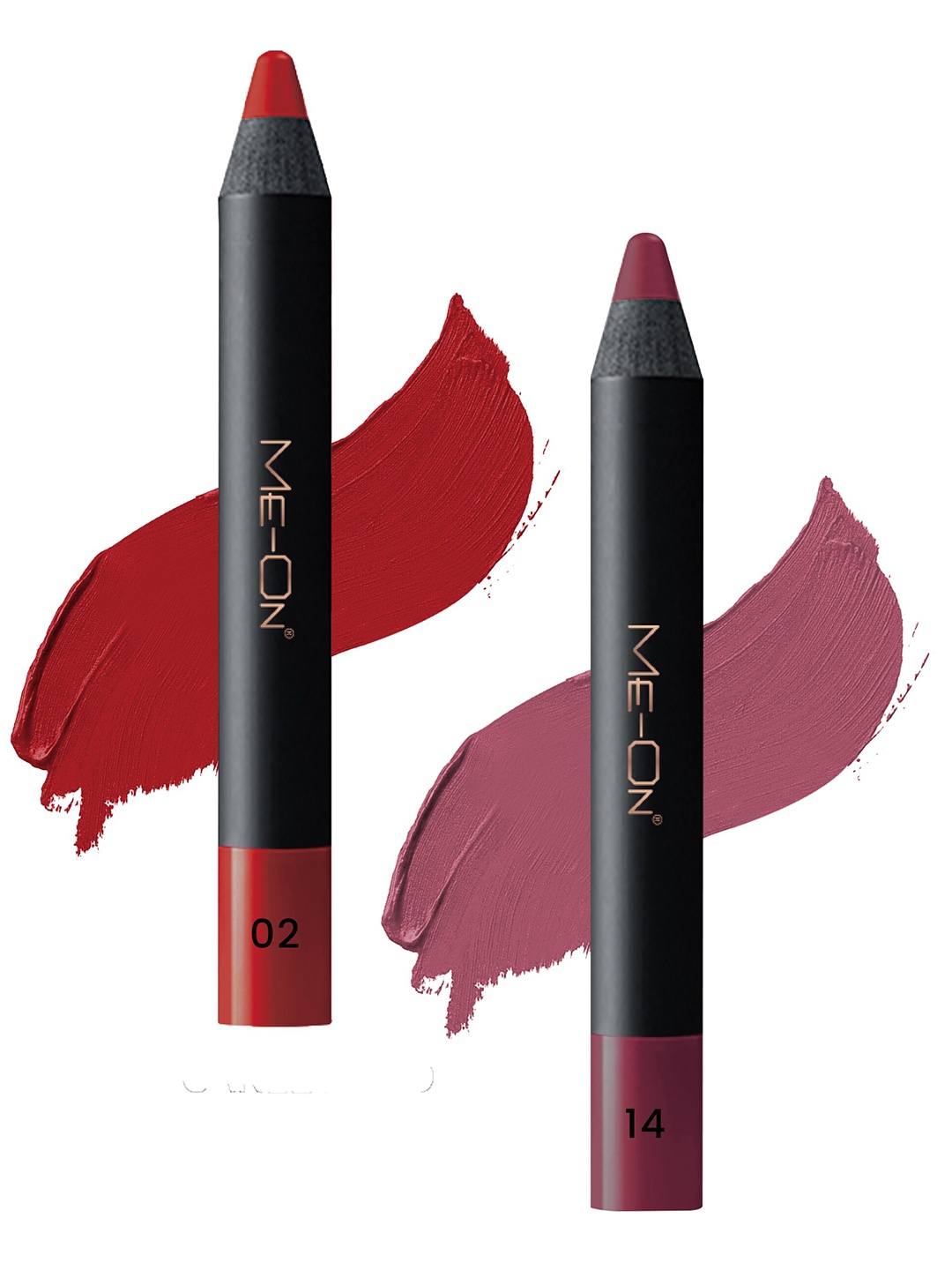 

ME-ON 2-Pcs Photoface Long-Lasting Lip Crayon - Shade 02 & 14, Red