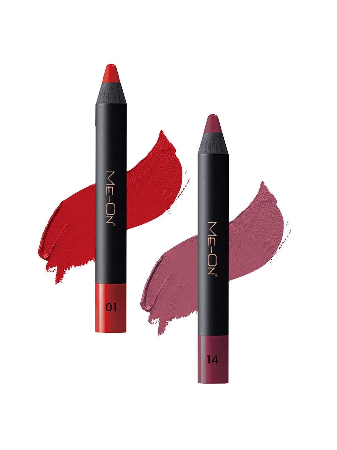 

ME-ON Photoface Set Of 2 Non Transfer Lip Crayon Lipstick - 3.6g Each - Shade 01-Shade 14, Purple