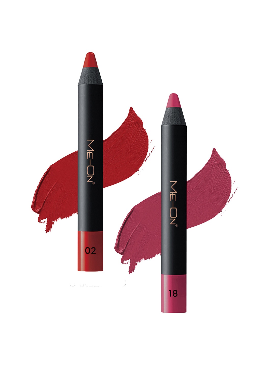 ME-ON 2-Pcs Photoface Long-Lasting Lip Crayon - Shade 02 & 18, Red