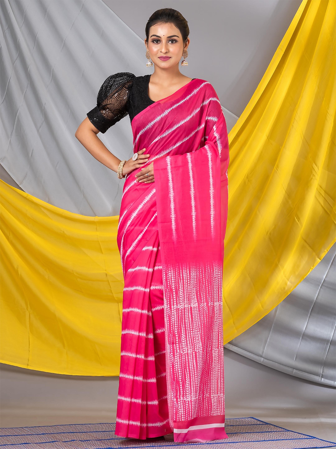MAHALASA Printed Leheriya Saree, Pink